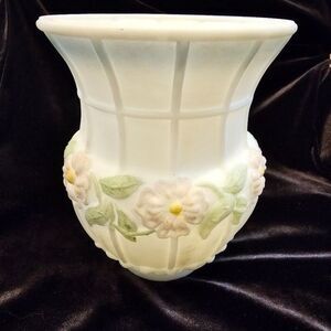 Antique Vintage Milk Glass Hand Painted Floral Lamp or Chandelier Shade